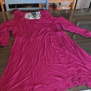 Hot Topic Burgundy Skull Lace Work On Back Midi Dress Cold Shoulder